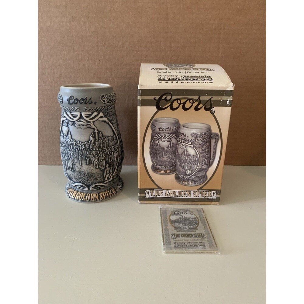 Coors Beer Stein The Golden Spike Rocky Mountain Ironhorse Collection w Box COA